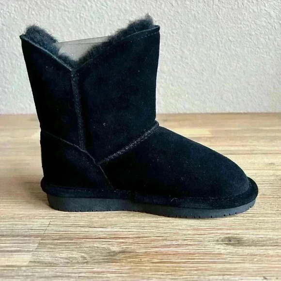 Bearpaw Winter Boots Rosaline Toddler Size 12 Black Suede Shearling Pull On - Picture 4 of 11